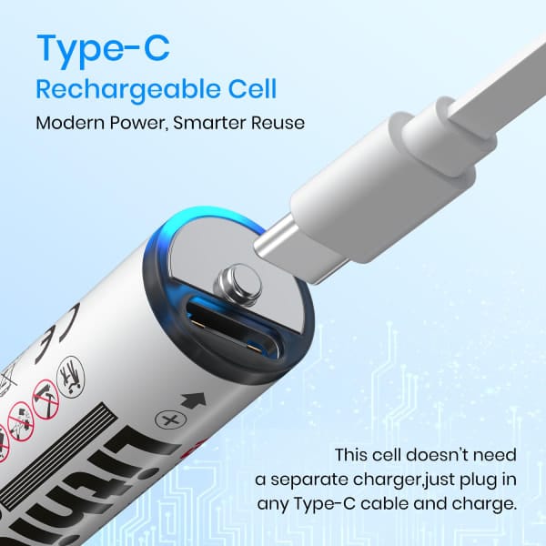 Portronics Lithius AA, Type C Rechargeable Batteries, Pack of 2 - Image 2