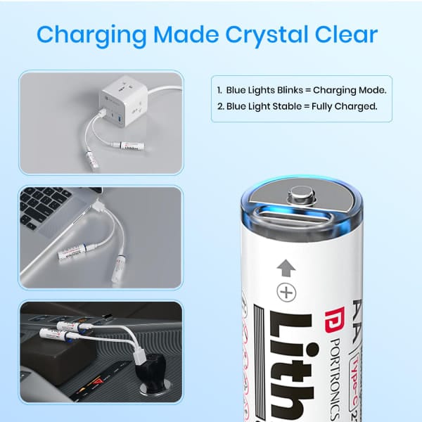 Portronics Lithius AA, Type C Rechargeable Batteries, Pack of 2 - Image 4