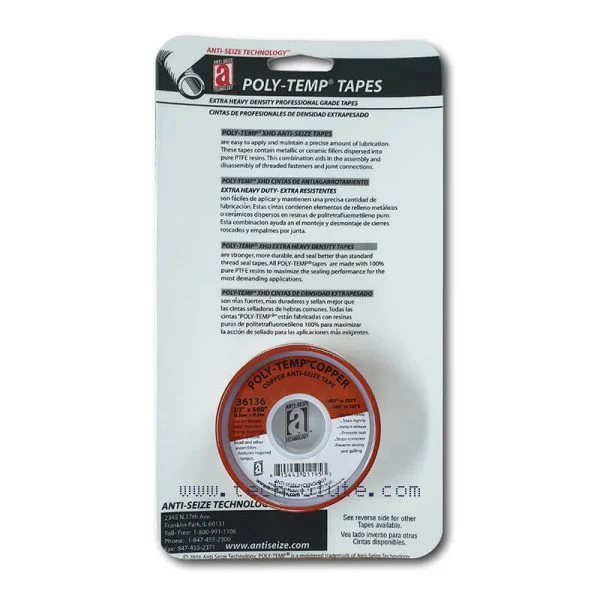 Poly-Temp Copper Anti-Seize Tape - Size 1/2" x 600" - Image 2